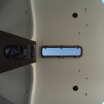 Window by the mast through which the keel is lifted